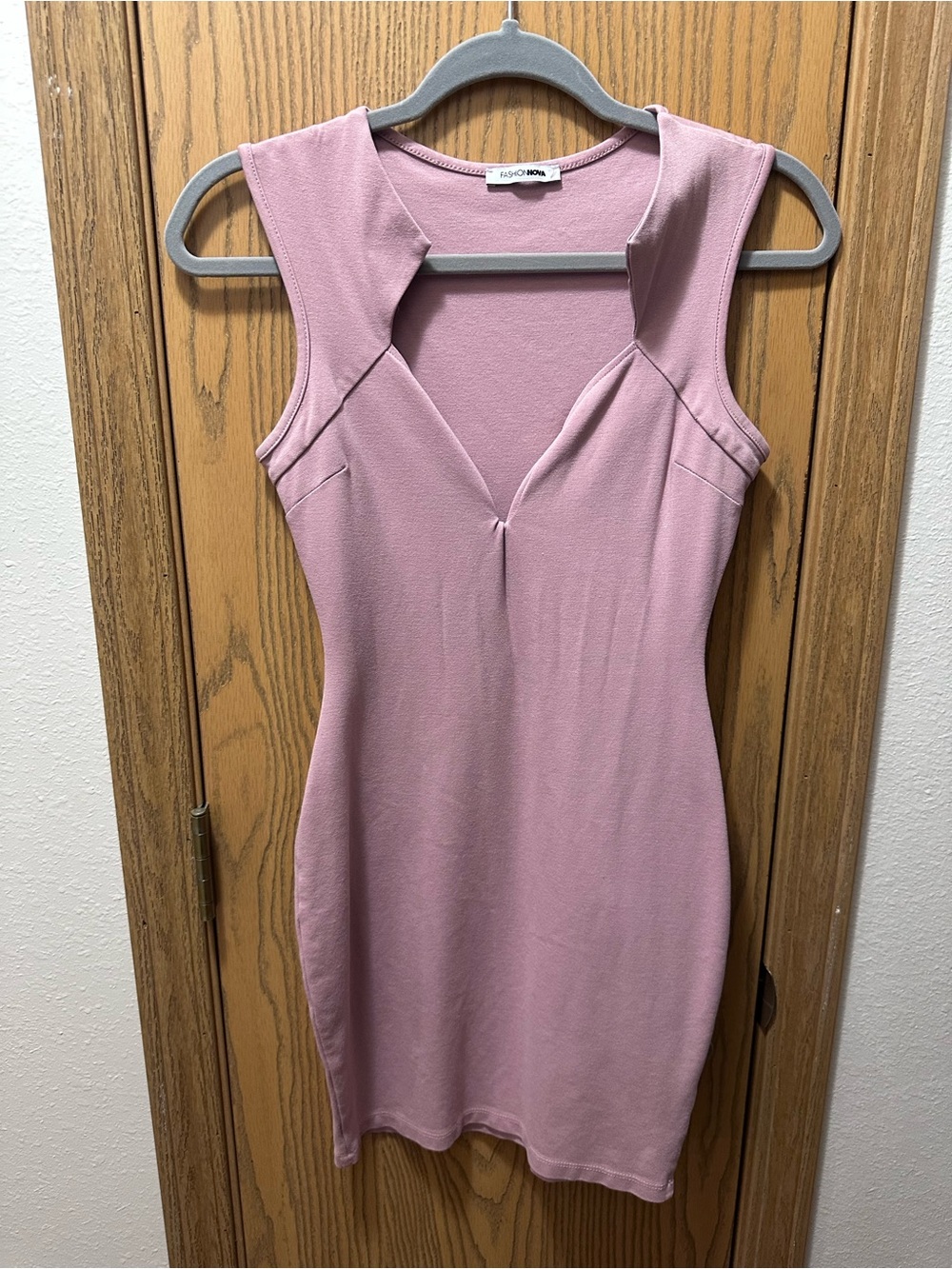 Fashion Nova Dusty Rose Sleeveless V-Neck Mini Dress